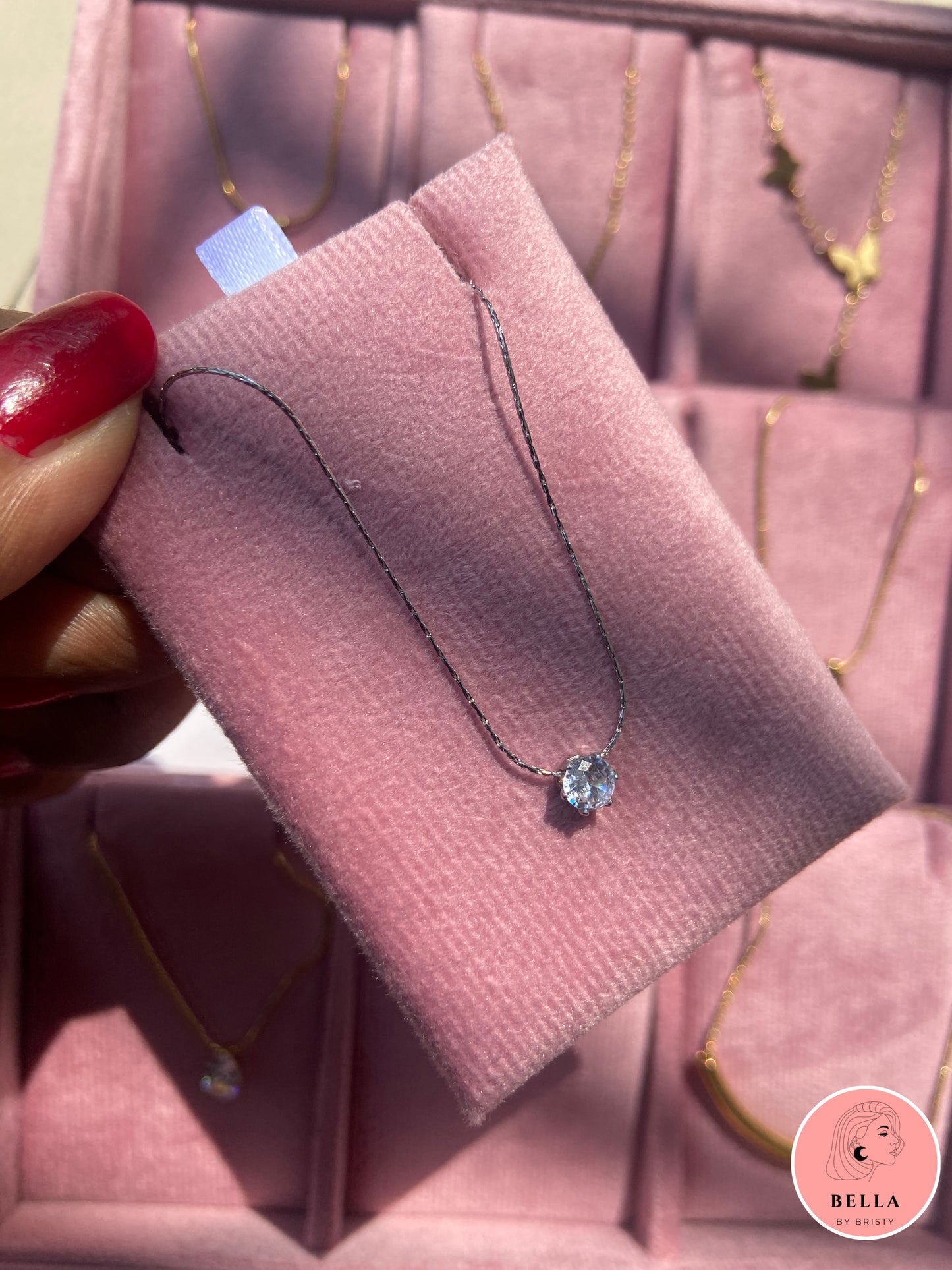Silver Zircon Stone Necklace