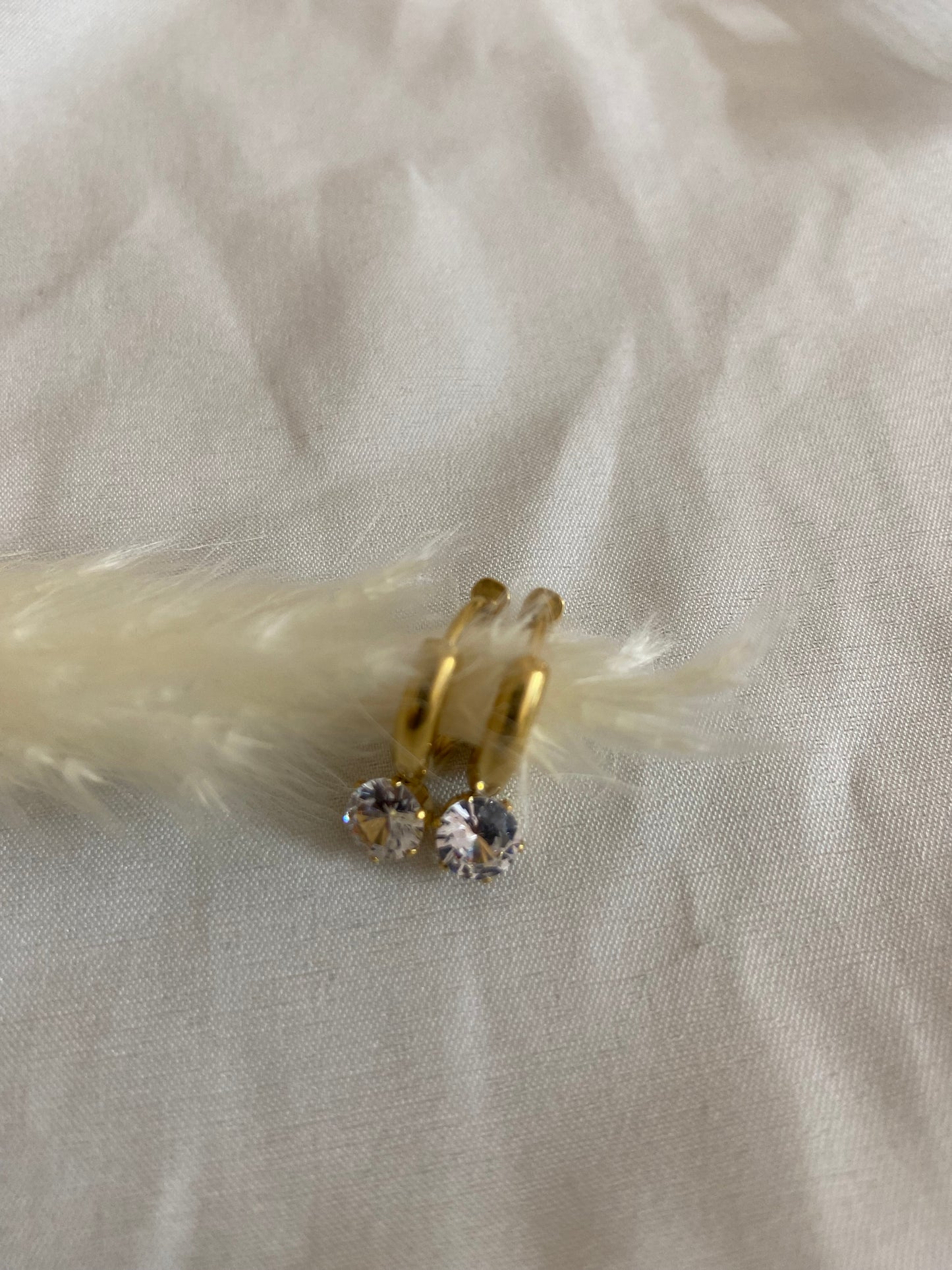 Thick Stone Huggie Hoops