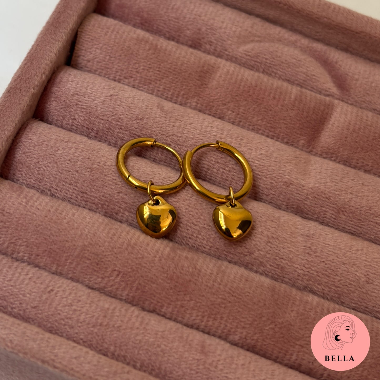 Heart Huggie Hoops