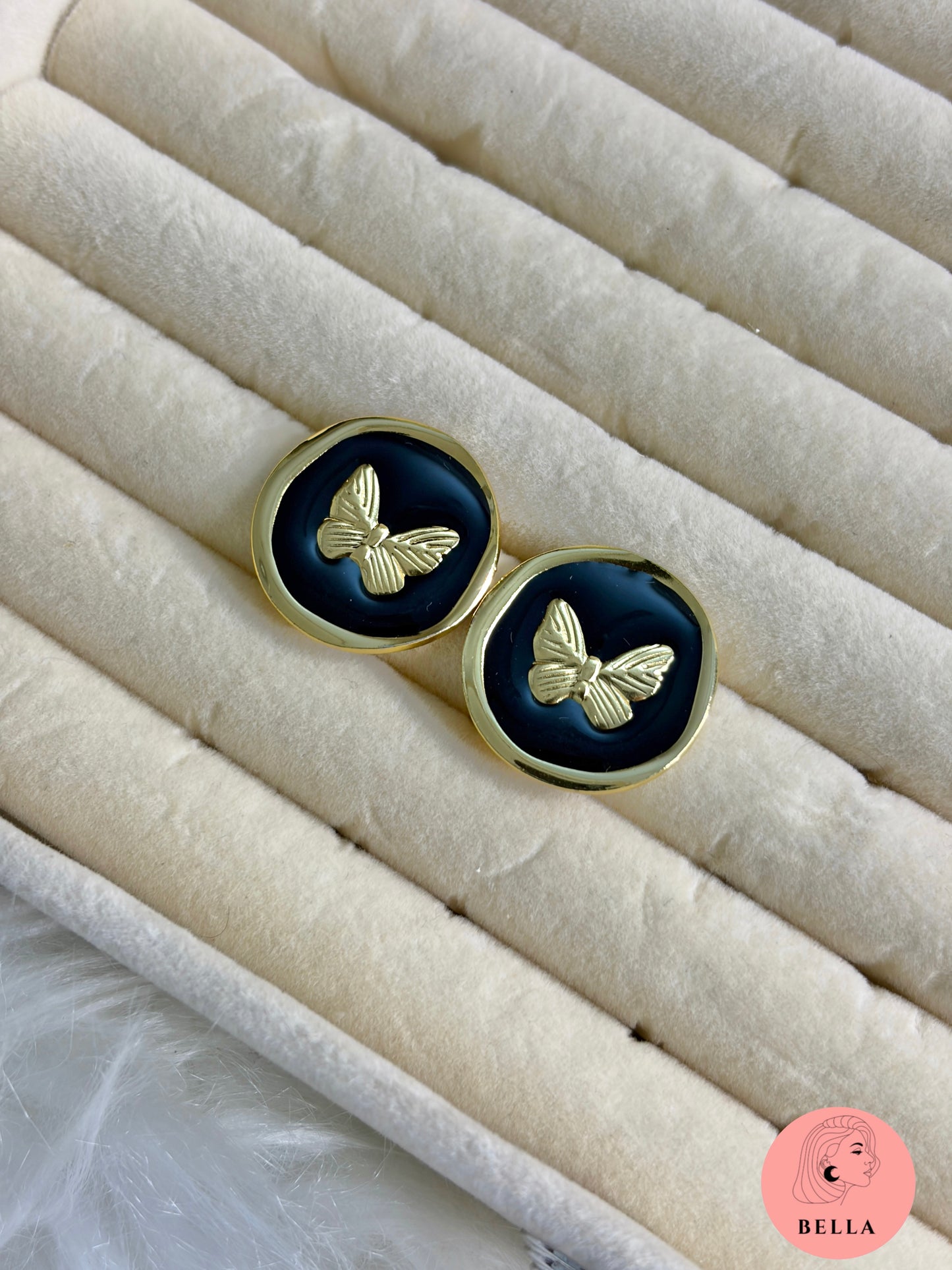 Black Butterfly Stud Earrings