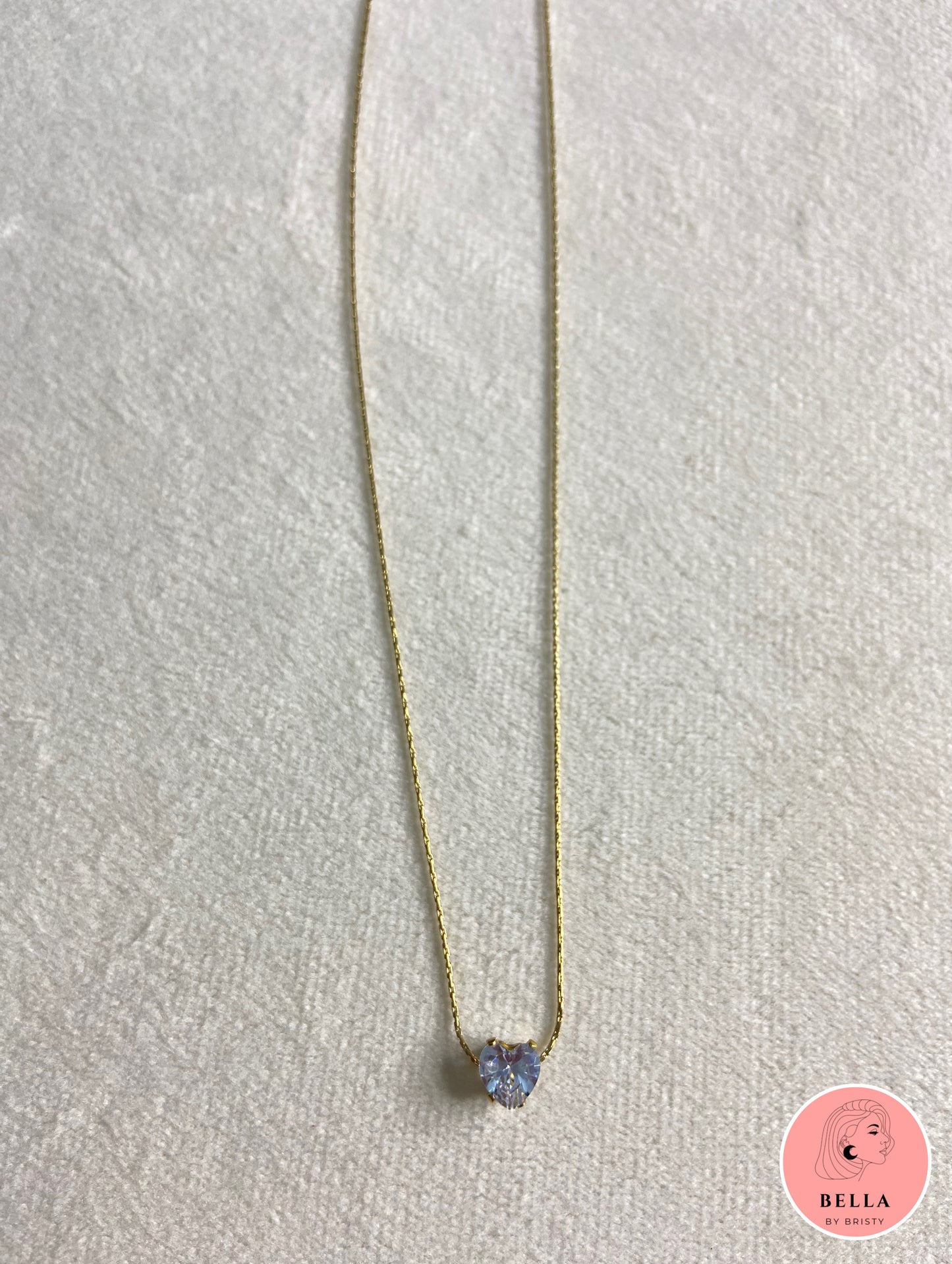 Golden Heart Zircon Stone Necklace
