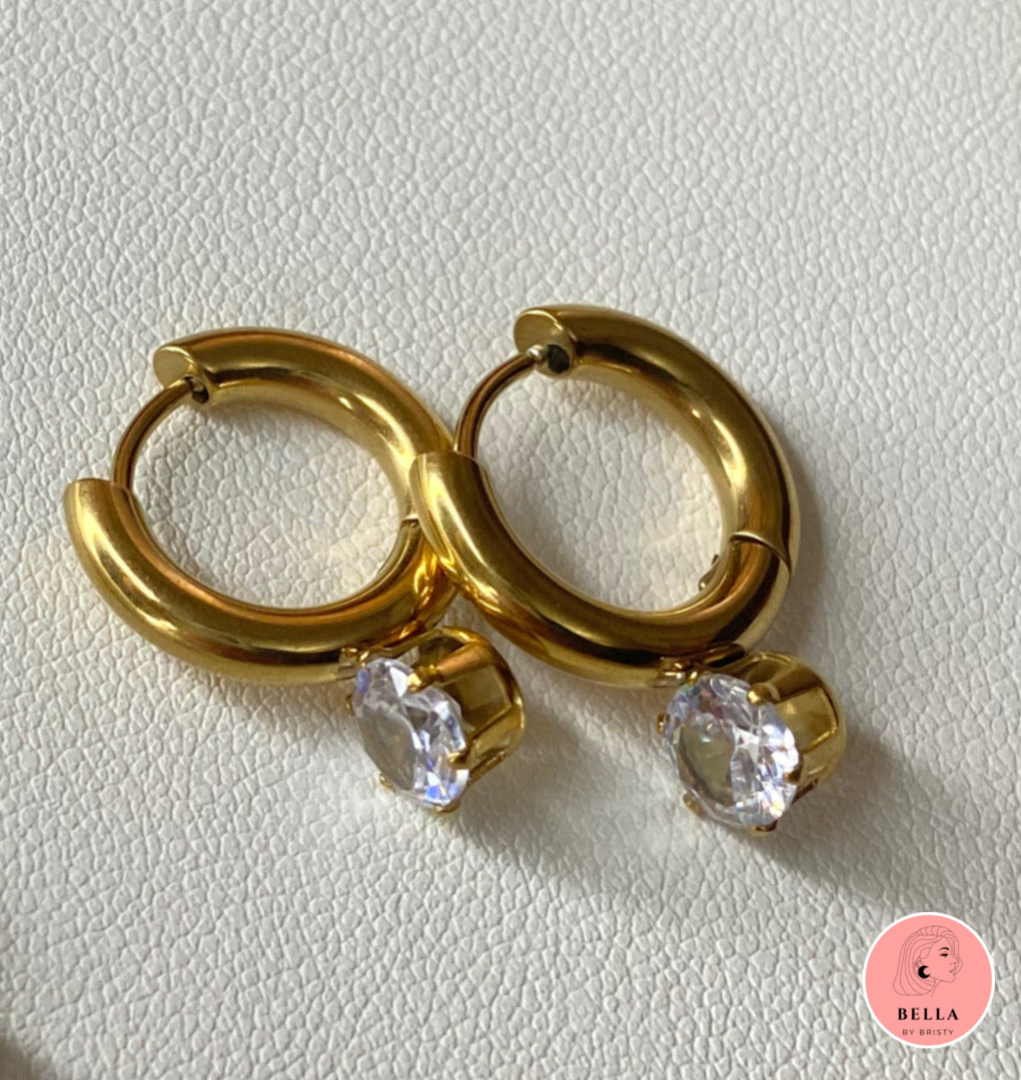 Stone Huggie Hoops