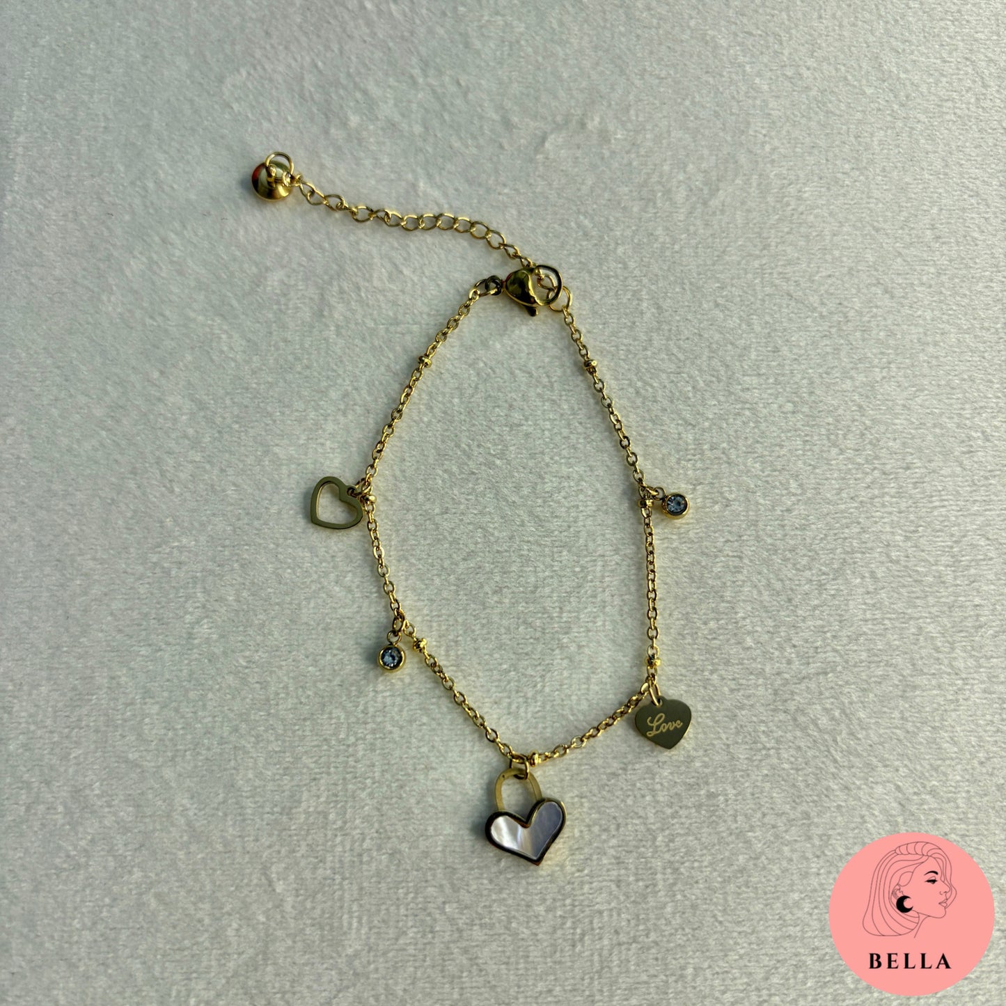 White Heart Charm Bracelet