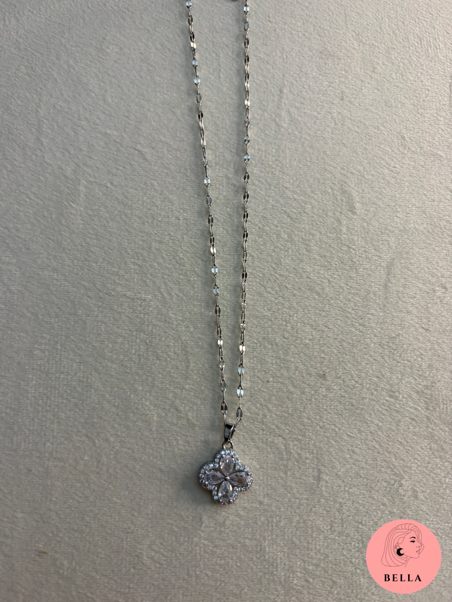 Silver Floral Stone Necklace