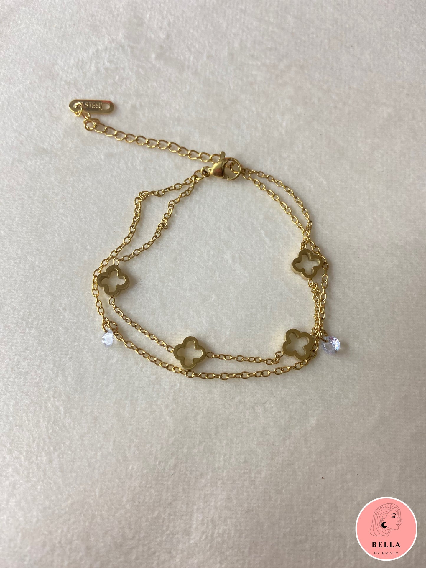 Double Layer Clover Bracelet stone