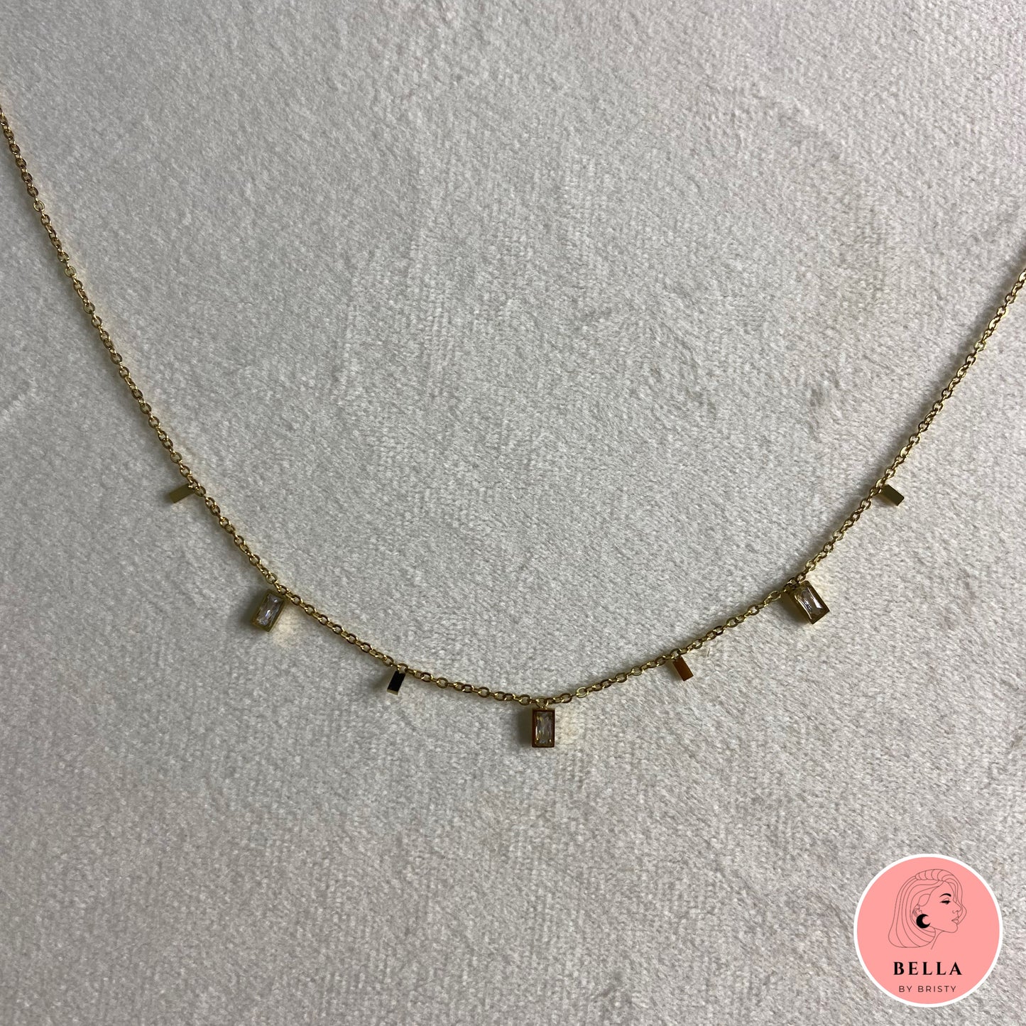 Square Stone Tassle Necklace