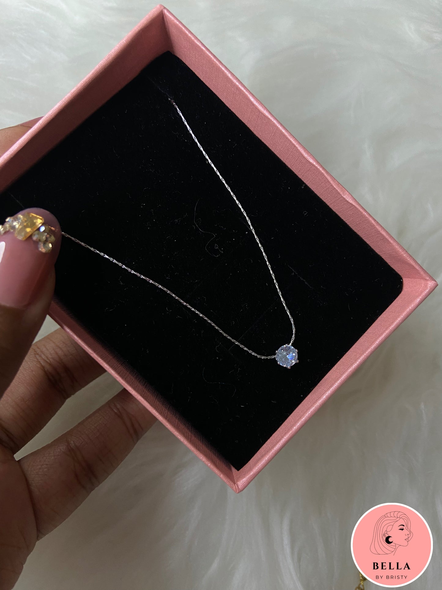 Silver Zircon Stone Necklace