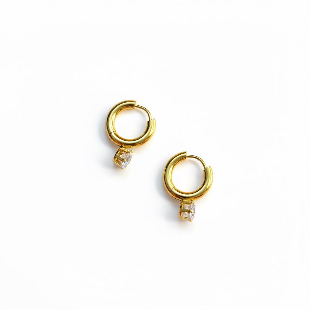 Stone Thick Huggie Hoops