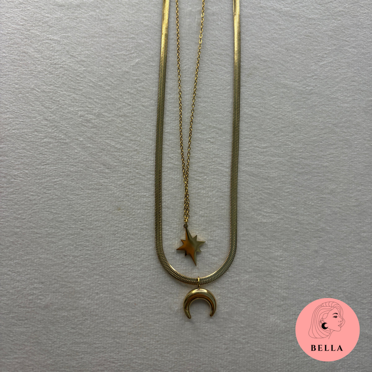Double Layer Star Moon Necklace