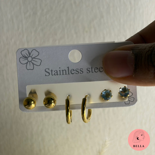 3 pair earring set -White