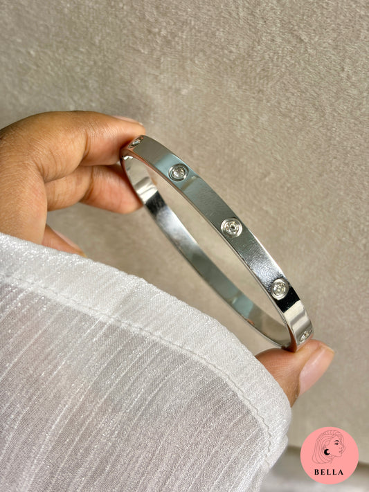 Silver Cuff Stone Bracelet