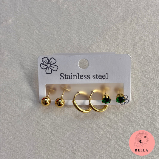 3 pair earring set - Green