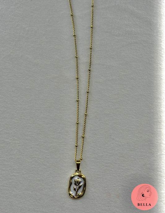 White Enamel Tulip Necklace