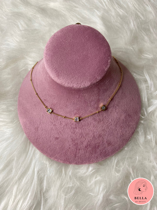 Tri-Square Tassle Necklace