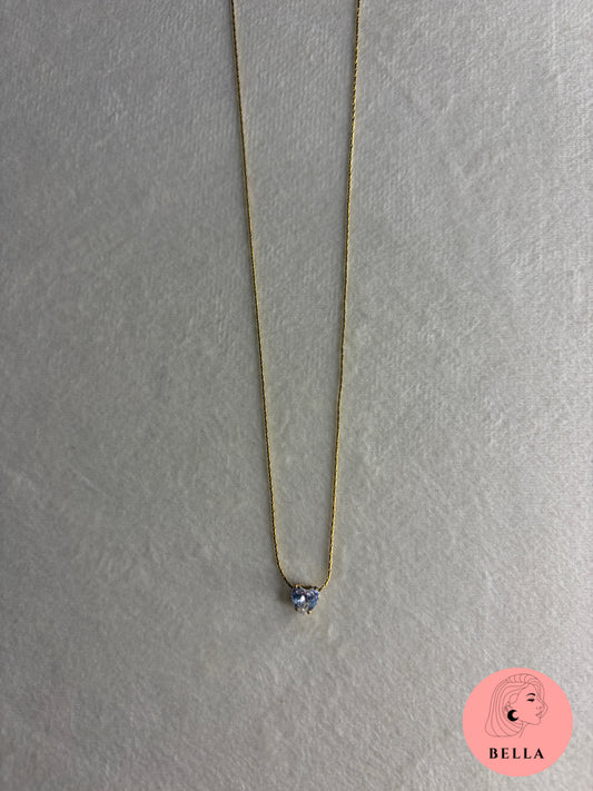Golden Heart Zircon Necklace