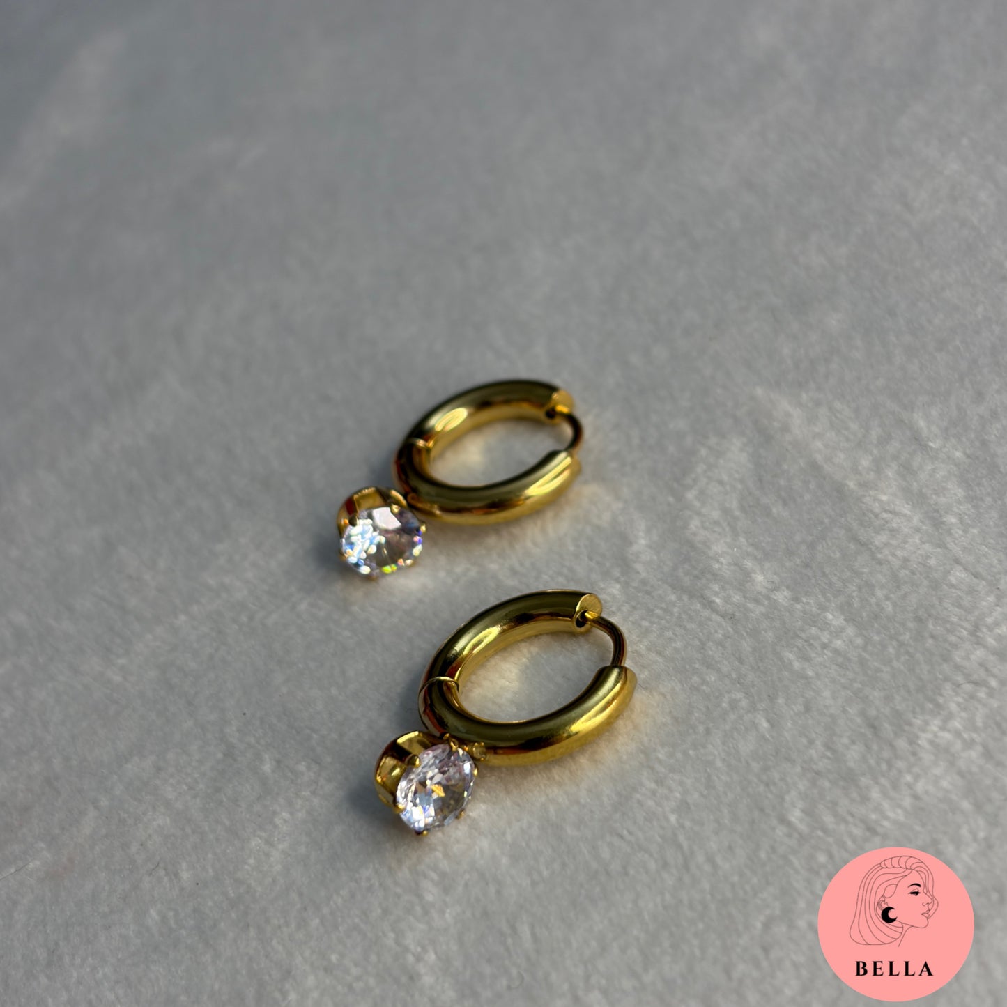 Stone Thick Huggie Hoops