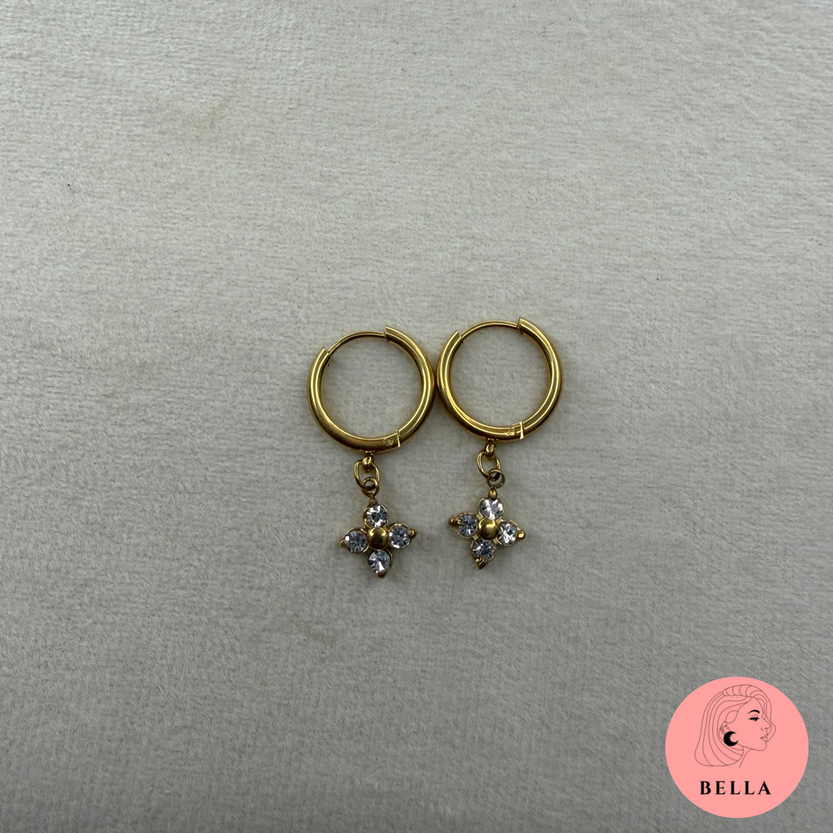 Flower Stone Hoops