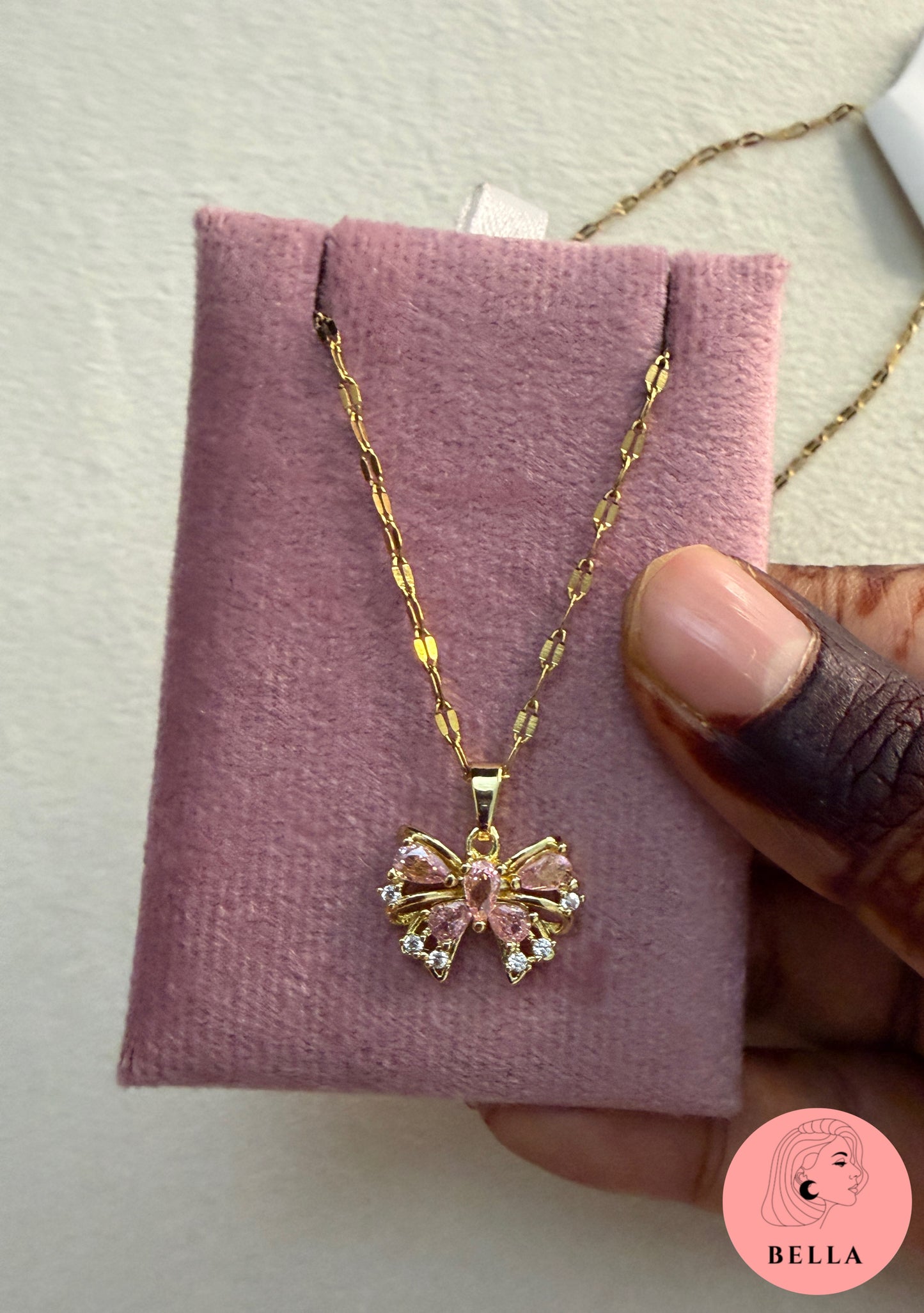 Pink Bow Necklace