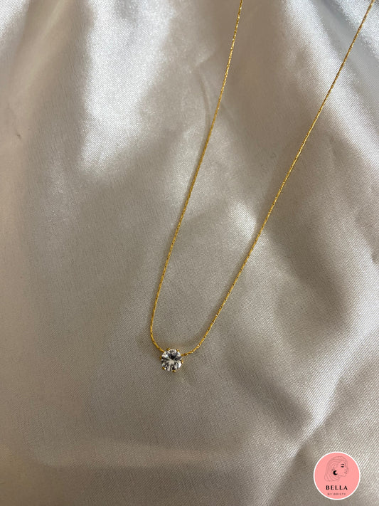 Golden Round Zircon Stone Necklace