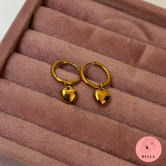 Heart Huggie Hoops