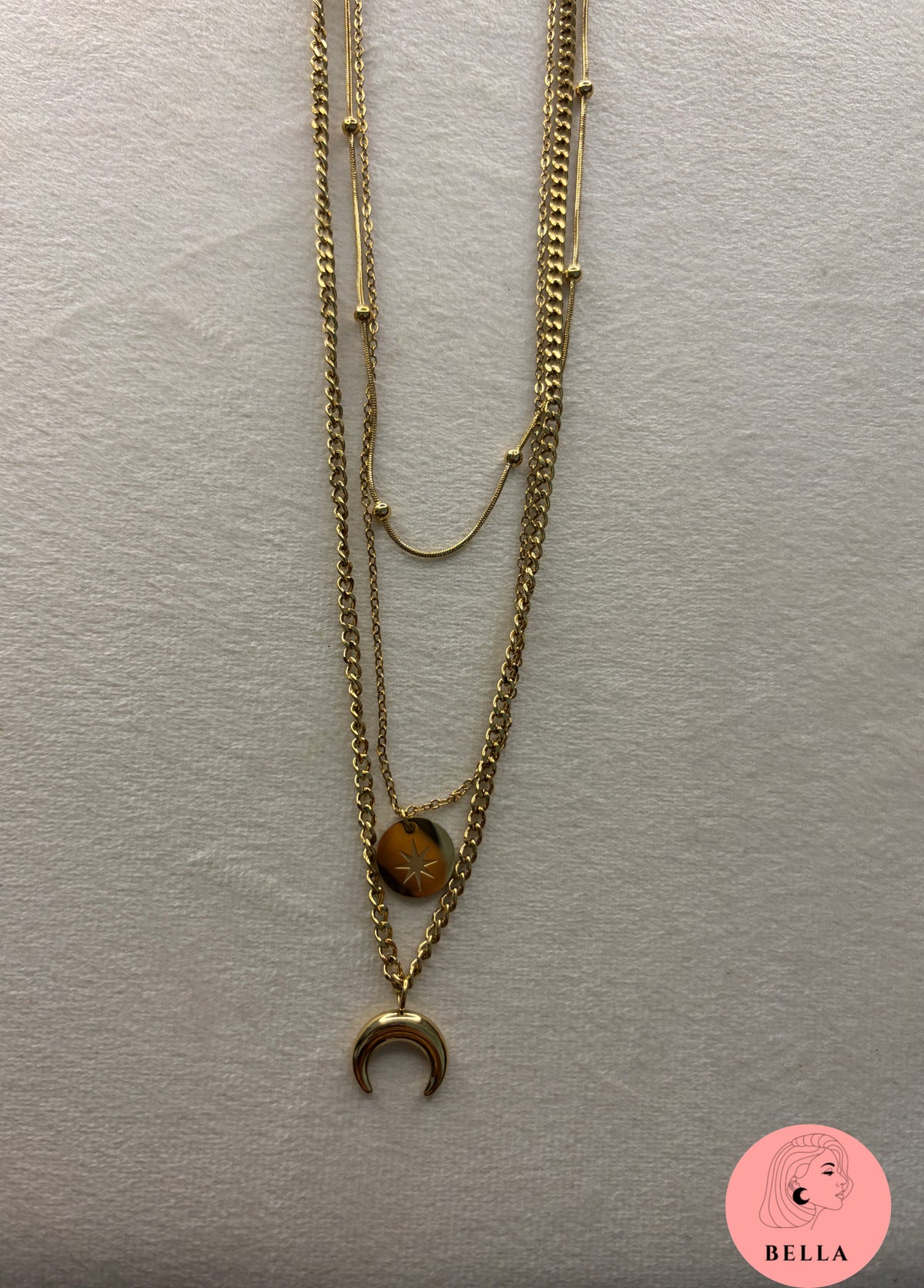 Three Layer Sun Moon Necklace
