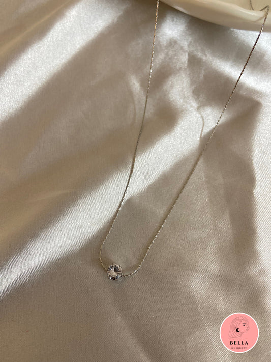 Silver Round Zircon Necklace