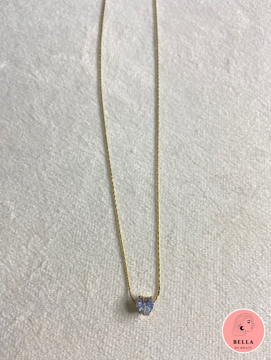Golden Heart Zircon Stone Necklace