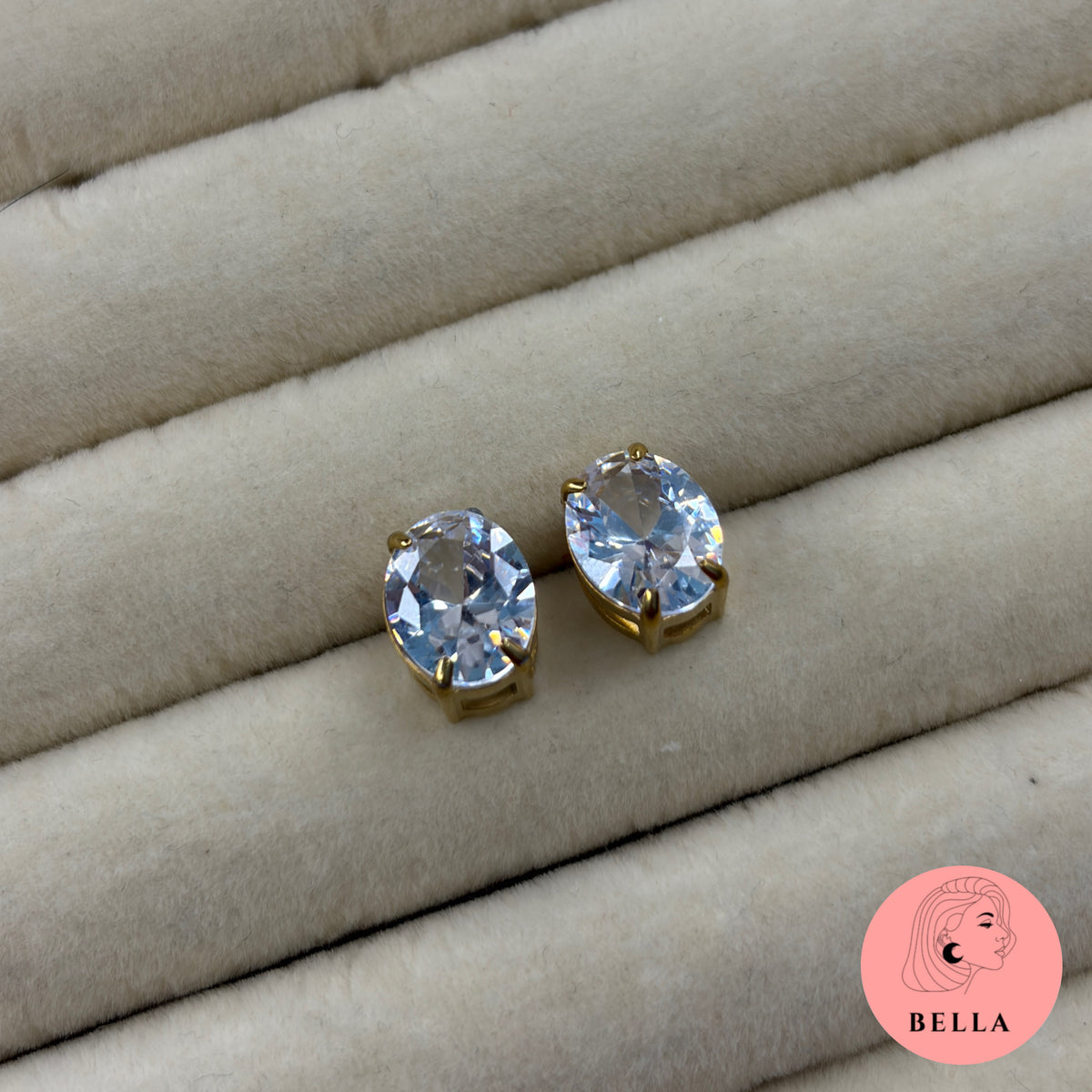 Oval Small Stone Stud Earrings