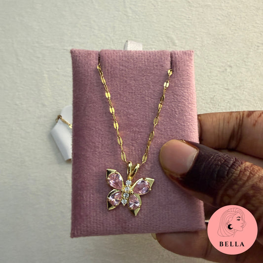 Pink Butterfly Necklace