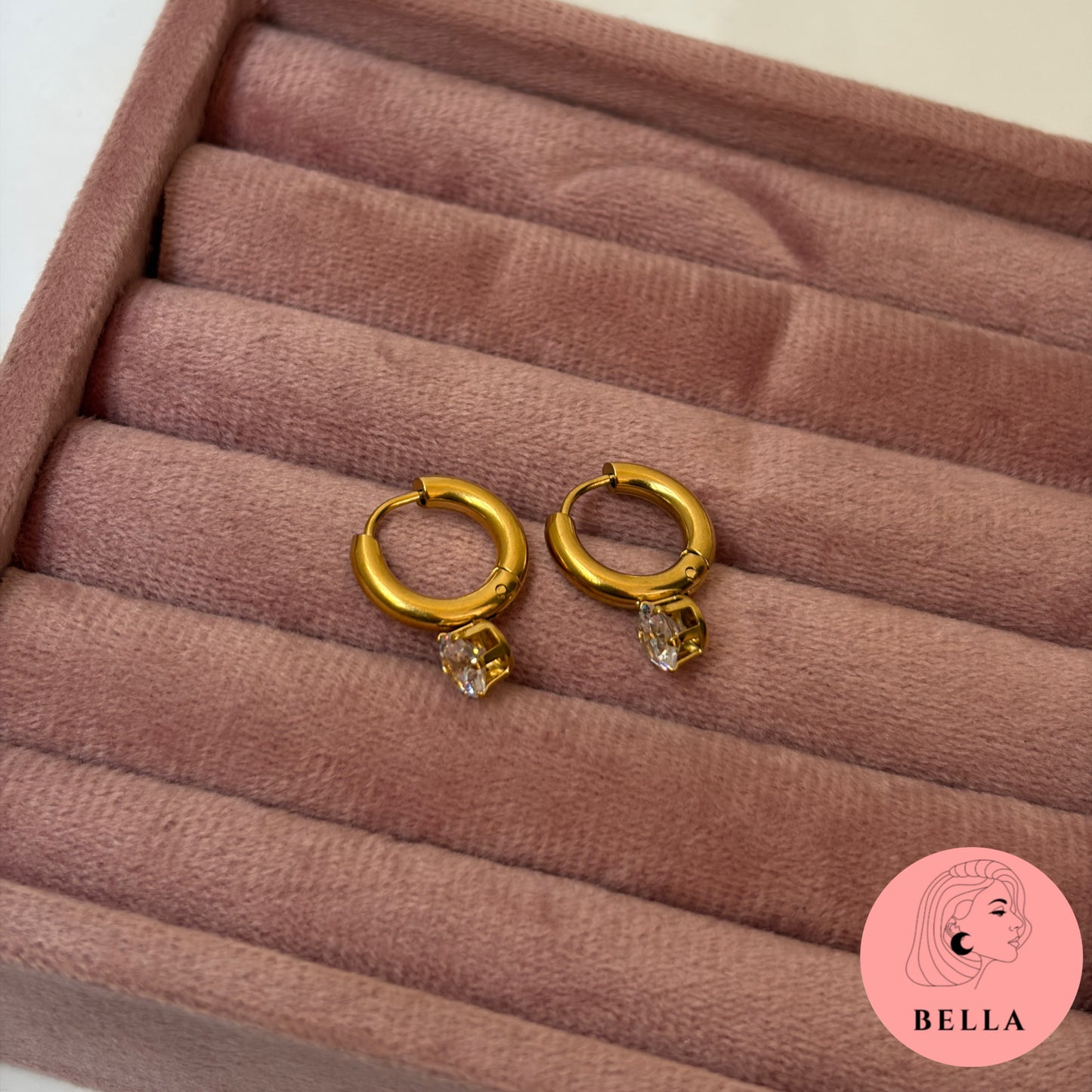 Stone Thick Huggie Hoops