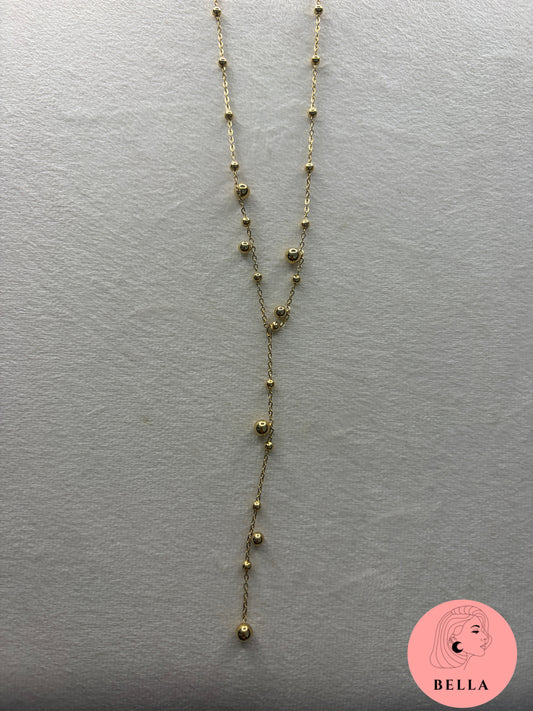 Long V style ball necklace