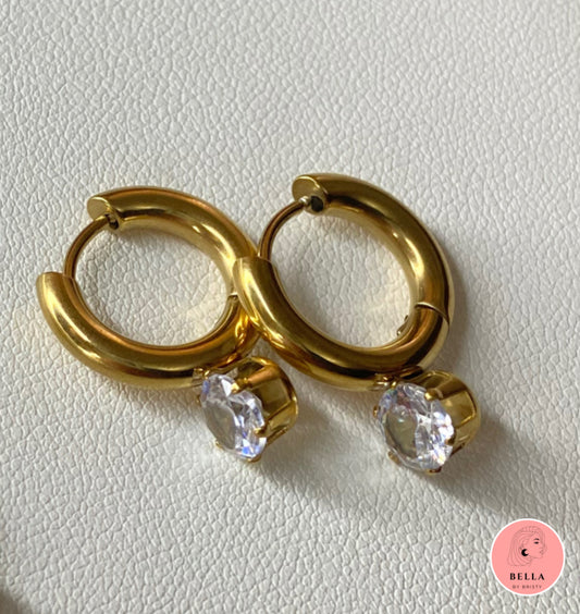 Stone Huggie Hoops