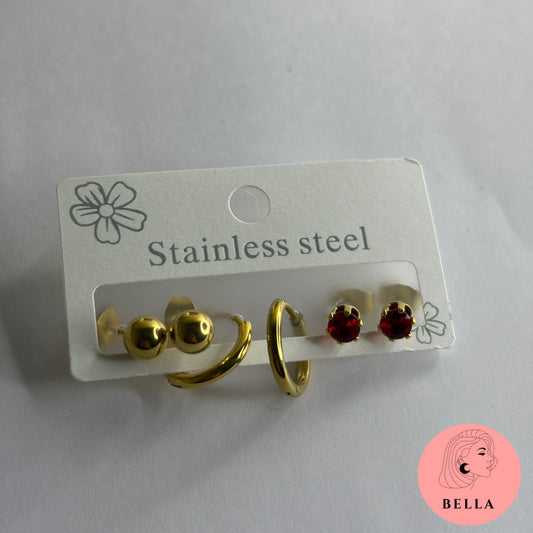3 pair earring set- red