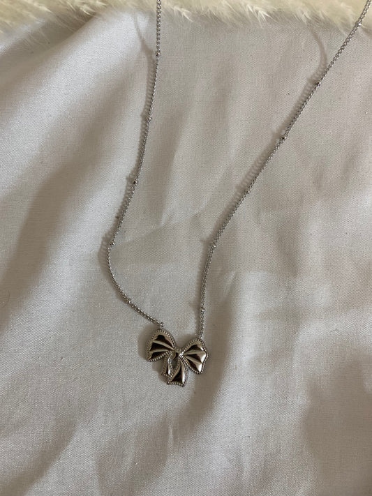Silver Chunky Bow