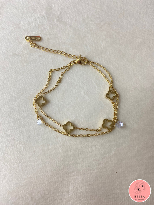 Double Layer Clover Bracelet stone