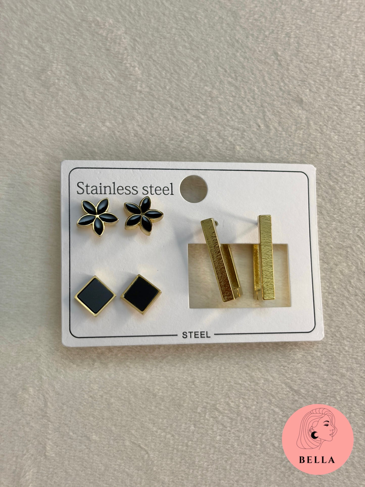 3 pair earring set - Black
