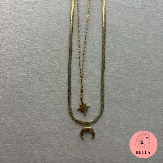 Double Layer Star Moon Necklace